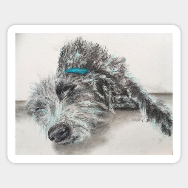 Sleeping scruffy Lurcher Sticker by Merlinsmates